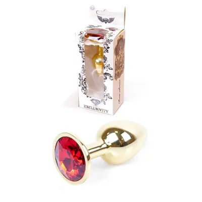 Boss Jewellery Gold Plug Red - Анальная пробка с красным кристаллом, 7х2.7 см (красный)