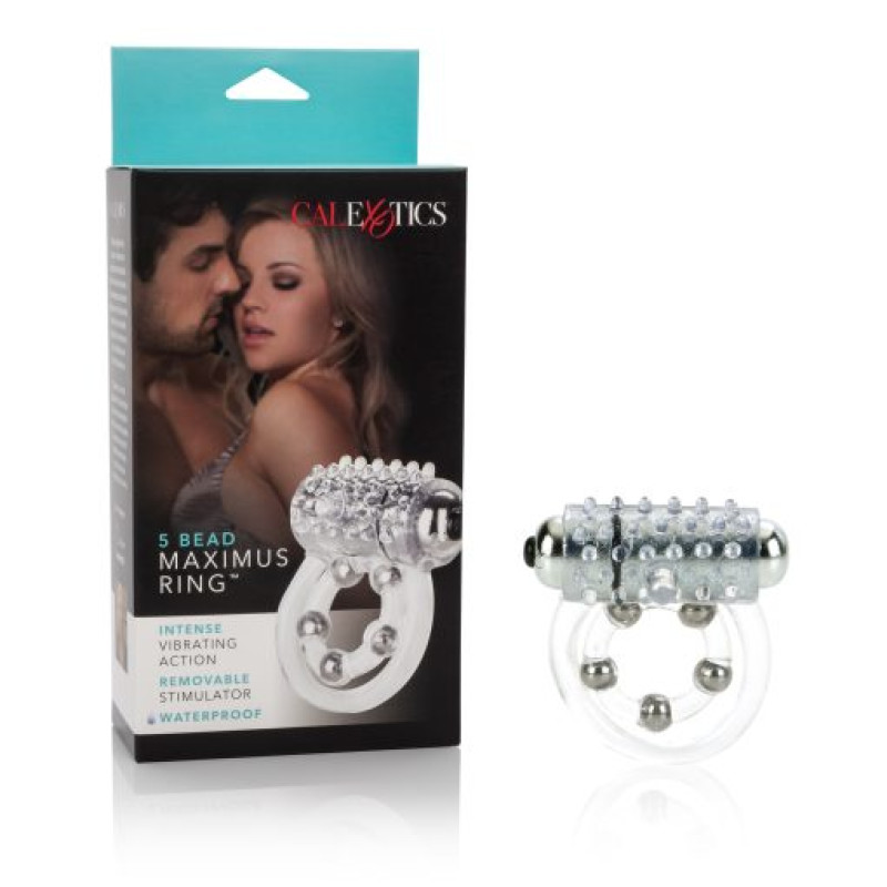 CalExotics Maximus Ring 5 Stroker Beads - двойное виброкольцо, 6х2.5 см (прозрачный)