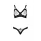 Passion Celine Bikini - Комплект из экокожи: открытый бра с лентами, стринги со шнуровкой, 6XL/7XL (чёрный)