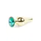 Boss Jewellery Gold Butt Plug Green - Анальна пробка з кристалом, 9,5х3 см (зелений)