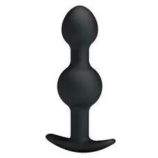 Pretty Love silicone Anal balls Black - Анальна пробка зі зміщеннями центрів ваги, 10,4х2.2-2.6 см (чорний)