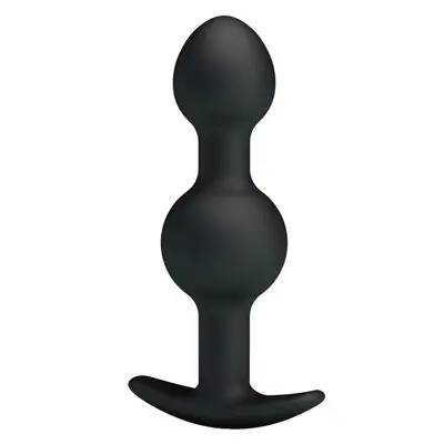 Pretty Love silicone Anal balls Black - Анальна пробка зі зміщеннями центрів ваги, 10,4х2.2-2.6 см (чорний)