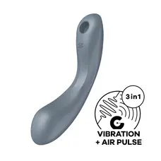 Satisfyer Curvy Trinity 1 - Вакуумный стимулятор + вибратор точки G, 17.5х3.9 см (серый)