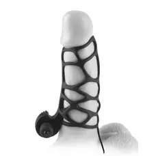 Pipedream FX Extreme Silicone Power Cage - вібронасадка, 12х3.3 см (чорний)