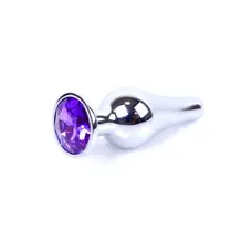 Jewellery Silver Butt Plug Purple - Анальна пробка з кристалом, 9,3х3 см (фіолетовий)