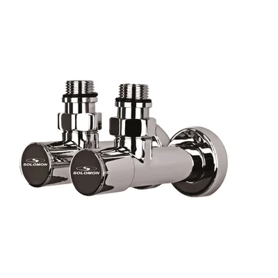 Кран вентильный угловой с американкой SOLOMON LUX 1/2” CHROM 7777 (2шт. КОМПЛЕКТ)