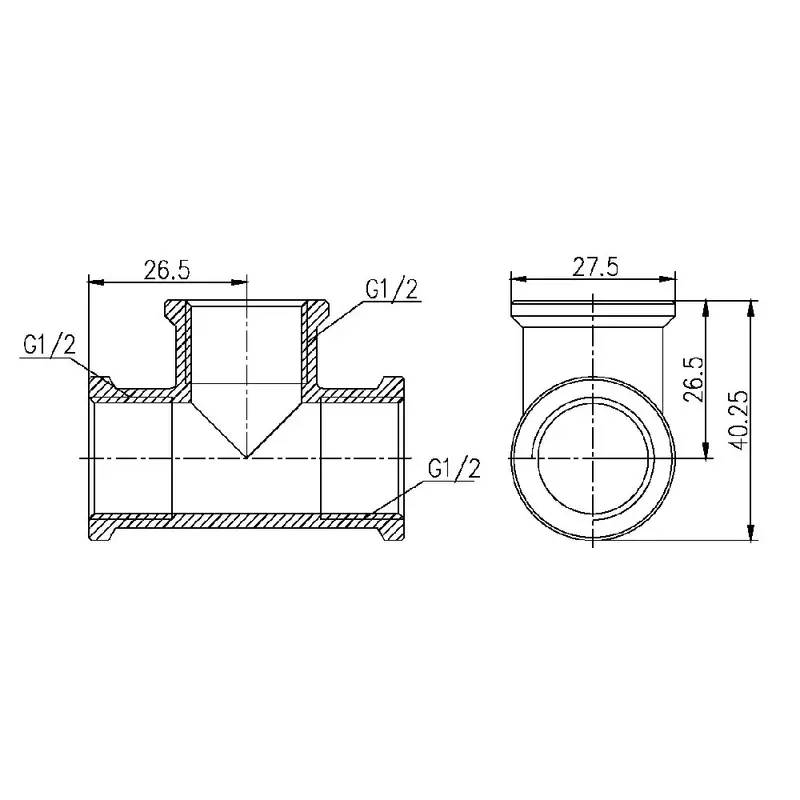 Трійник SD Forte 1/2" ВВ хром SF361H15 Трійник SD Forte 1/2" ВВ хром SF361H15