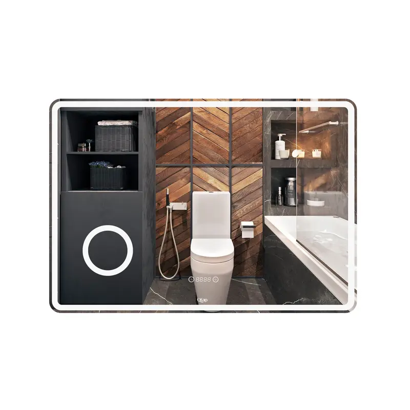 Дзеркало Qtap Crow 1000х700 з LED-підсвічуванням Touch, лінза, цифровий годинник, димер, рег. яскравості QT0578141670100W Дзеркало Qtap Crow 1000х700 з LED-підсвічуванням Touch, лінза, цифровий годинник, димер, рег. яскравості QT0578141670100W