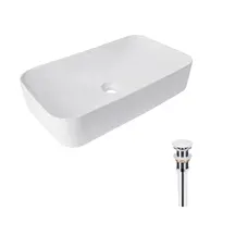 Комплект Qtap Tern: Раковина накладна прамокутна 610x350x135 мм WHITE + Донний клапан PU02