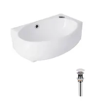 Комплект Qtap Leo: Раковина підвісна овальна права 430x285x160 мм White + Донний клапан PU02O