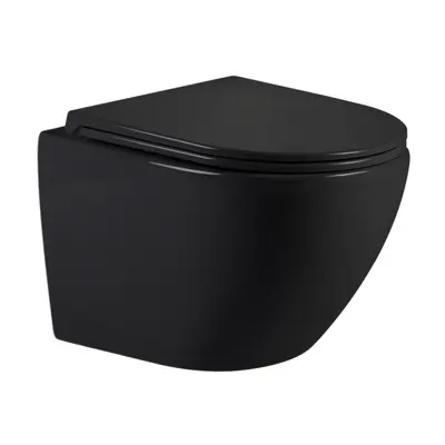 Унітаз підвісний Qtap Jay Ultra Quiet 485х360х320 мм, Matt Black, сидінням Slim Duroplast/ Soft-close/ Quick Relase QT07335177MB
