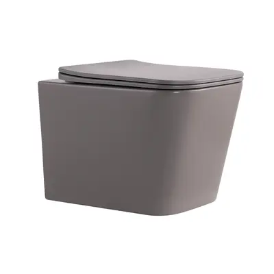 Унітаз підвісний Tern Ultra Quiet 490×365×325 мм, Stone Grey, з сидінням Slim Duroplast / Soft-close / Quick Release QT17332303ASSG Qtap