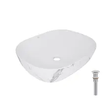 Раковина накладна Qtap Aquarius 470x380x120 мм, Marble, прямокутна, з донним клапаном QTAQA188MR49782
