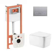 Готове рішення Qtap для ванної кімнати: підвісний унітаз Gemini Ultra Quiet 520х360х350 + комплект інсталяції Nest 4 в 1 (лінійна клавіша Satin)