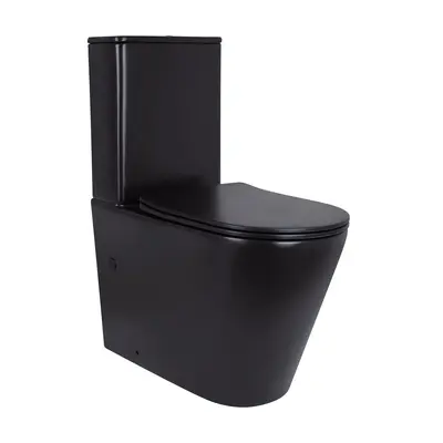 Унітаз підлоговий Qtap Scorpio Ultra Quiet безобідковий з сидінням Soft-close MATT BLACK QT14226088AMB