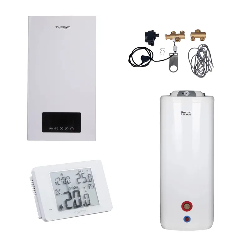 Комплексне рішення Thermo Alliance для котельні: електричний котел 6 кВт + комплект підключення бойлера + комбінований підлоговий водонагрівач 100 л