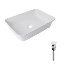 Комплект Qtap Virgo: Раковина накладна прамокутна 490х350х110 мм White + Донний клапан PU02