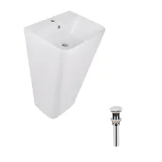 Комплект Qtap Tern: Раковина напольна моноблок 440х380х830 мм White + Донний клапан PU02O