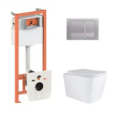 Готове рішення Qtap для ванної кімнати: підвісний унітаз Tern Ultra Quiet 525x345x360 + комплект інсталяції Nest 4 в 1 (квадратна клавіша Satin)