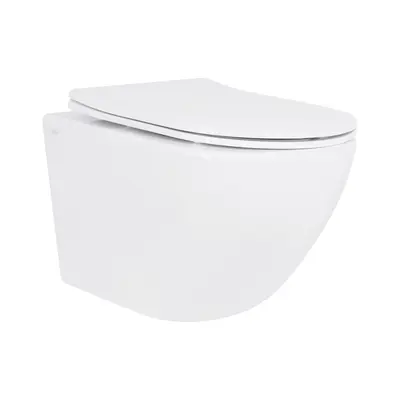 Унітаз підвісний Jay Rimless 485×360×320 мм, White, з сидінням Slim Duroplast/ Soft-close/ Quick Relase QT07335177RW Qtap