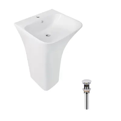 Комплект Qtap Crow: Раковина напольна моноблок 445x420x840 мм White + Донний клапан PU02O