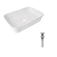 Комплект Qtap Virgo N: Раковина накладна 560x380x130 мм, White, прямокутна + Донний клапан Pop-up PU02