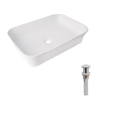Комплект Qtap Virgo N: Раковина накладна 560x380x130 мм, White, прямокутна + Донний клапан Pop-up PU02