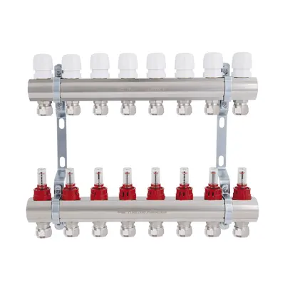 Колектор латунний з витратомірами та євроконусами Thermo Alliance Standart 1" на 8 виходів TAS235W8E