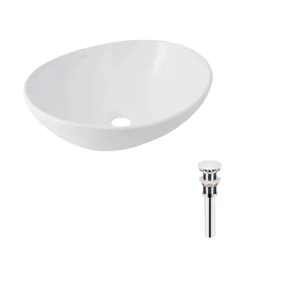 Комплект Qtap Dove: Раковина накладна овальна 415x340x140 мм White + Донний клапан PU02