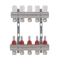 Колектор латунний з витратомірами та євроконусами Thermo Alliance Standart 1" на 5 виходів TAS235W5E