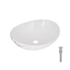 Раковина накладна Qtap Dove 415x340x140 мм, Marble, овальна, з донним клапаном QTDOV188SB49785