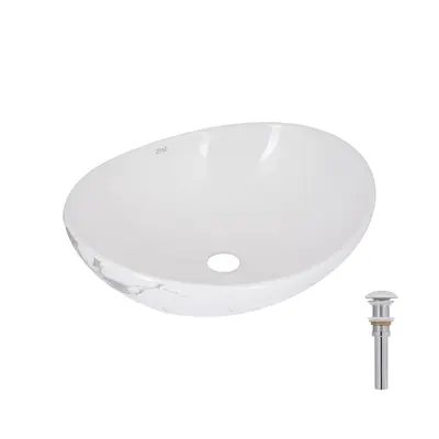 Раковина накладна Qtap Dove 415x340x140 мм, Marble, овальна, з донним клапаном QTDOV188SB49785