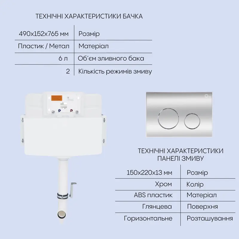 Готове рішення Qtap для ванної кімнати: підлоговий безбачковий унітаз Tern + бачок прихованого монтажу + клавіша змиву Готове рішення Qtap для ванної кімнати: підлоговий безбачковий унітаз Tern + бачок прихованого монтажу + клавіша змиву