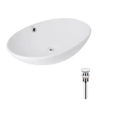 Комплект Qtap Dove: Раковина накладна овальна 635x420x150 мм White + Донний клапан PU02O
