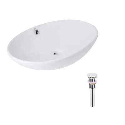 Комплект Qtap Dove: Раковина накладна овальна 635x420x150 мм White + Донний клапан PU02O