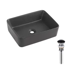 Раковина накладна Qtap Tern 480x370x135 мм, Anthracite, прямокутна, з донним клапаном QT17116069AN