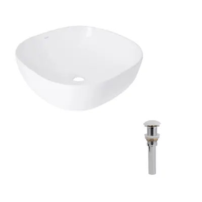 Комплект Qtap Kolibri: Раковина накладна 425x425x140 мм, White, квадратна + Донний клапан Pop-up PU02