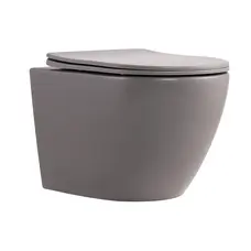 Унітаз підвісний Qtap Robin Ultra Quiet 520×365×340 мм, Stone grey, з сидінням Slim Duroplast / Soft-close / Quick Release QTROB26SG48996