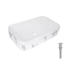 Раковина накладна Qtap Tern Раковина накладна 610x350x135 мм, Marble, прямокутна, з донним клапаном QTTER188MR49791