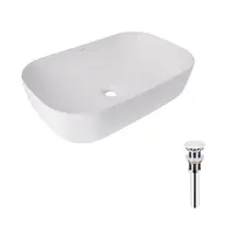 Комплект Qtap Robin: Раковина накладна прамокутна 600x390x150 мм White + Донний клапан PU02