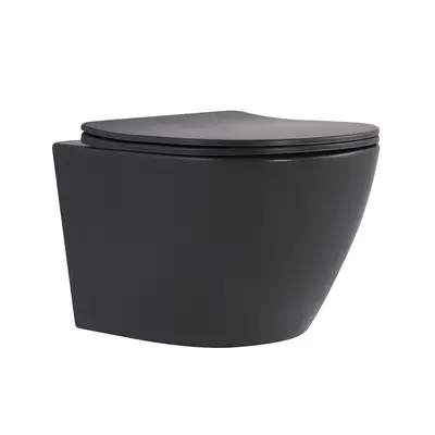 Унітаз підвісний Qtap Robin Ultra Quiet 520×365×340 мм, Anthracite, з сидінням Slim Duroplast / Soft-close / Quick Release QTROB26AN48995