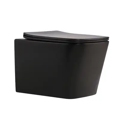 Унітаз підвісний Qtap Tern New Ultra Quiet безобідковий з сидінням Soft-close MATT BLACK QT17332303ASMB