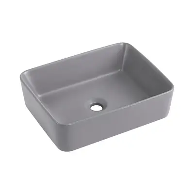 Раковина накладна Qtap Tern 480x370x135 мм, Stone grey, прямокутна, з донним клапаном QT17116069SG