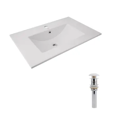 Комплект Albatross: Раковина врізна меблева 720x460x180 мм, White, прямокутна + Донний клапан Pop-up PU02O