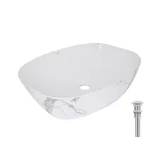 Раковина накладна Qtap Cardinal 500х380х140 мм, Marble, прямокутна, з донним клапаном QTCAR188MR49826
