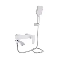 Змішувач для ванни Qtap Swan Cascada з поворотним виливом (з душовим гарнітуром) QTSWA260CRW45569 Chrome/White