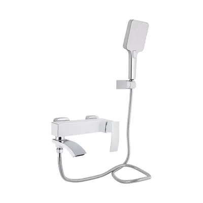 Змішувач для ванни Qtap Swan Cascada з поворотним виливом (з душовим гарнітуром) QTSWA260CRW45569 Chrome/White
