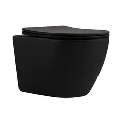 Унітаз підвісний Qtap Robin New Ultra Quiet безобідковий з сидінням Soft-close MATT BLACK QT13332381АSMB