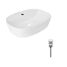 Комплект Qtap Scorpio: Раковина накладна овальна 500x380x120 мм White + Донний клапан PU02