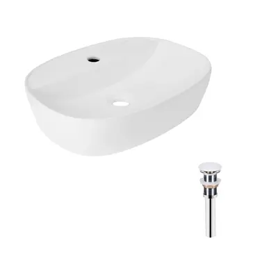 Комплект Qtap Scorpio: Раковина накладна овальна 500x380x120 мм White + Донний клапан PU02